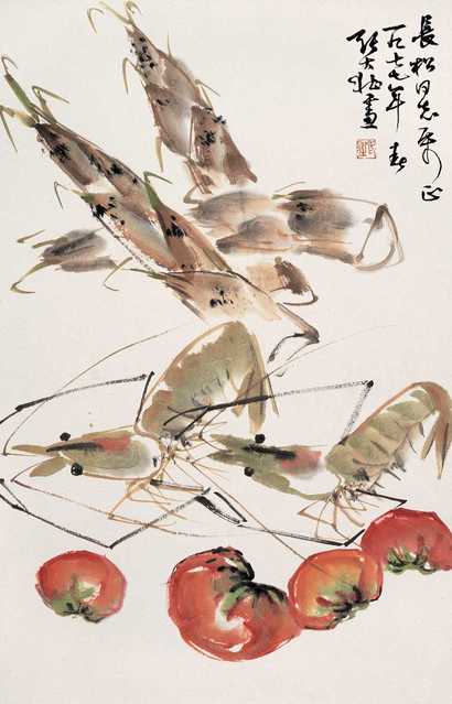 张大壮 蔬果图 立轴